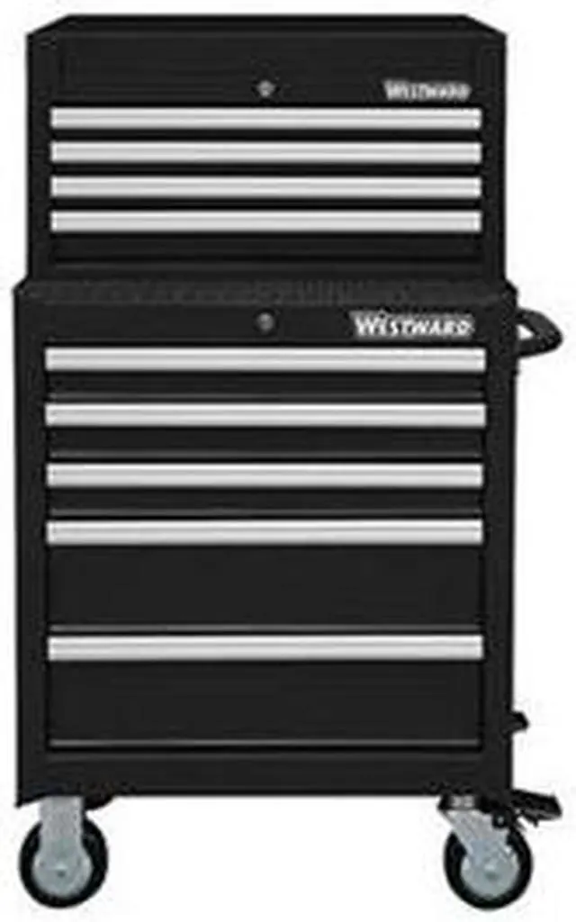 Main image of WESTWARD 7CX98 26"W Tool Chest and Cabinet Combination 9 Drawers, Black,