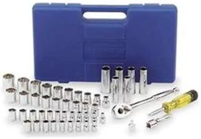 Main image of Socket Set, Metric, 1/4, 3/8Dr, 51 Pc