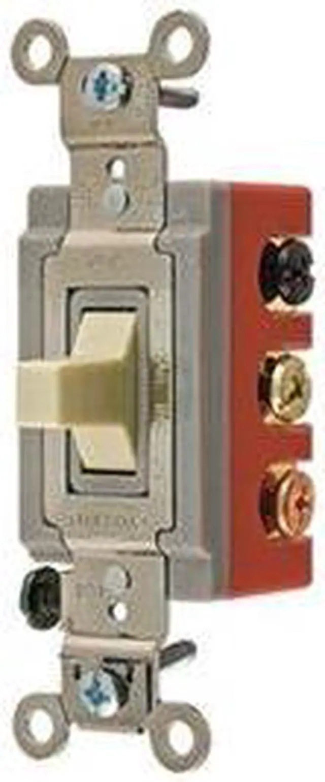 Alt view image 2 of 3 - HUBBELL WIRING DEVICE-KELLEMS HBL1386I Wall Switch, 2-Pole, Toggle, 20A, Ivory