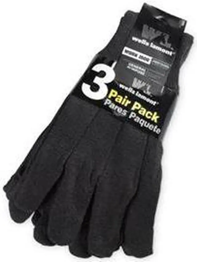 Alt view image 4 of 5 - Wells Lamont 508LF Men's Poly Cotton Blend, Gardening Brown Jersey Gloves with Straight Thumb, Large, 3-Pairs