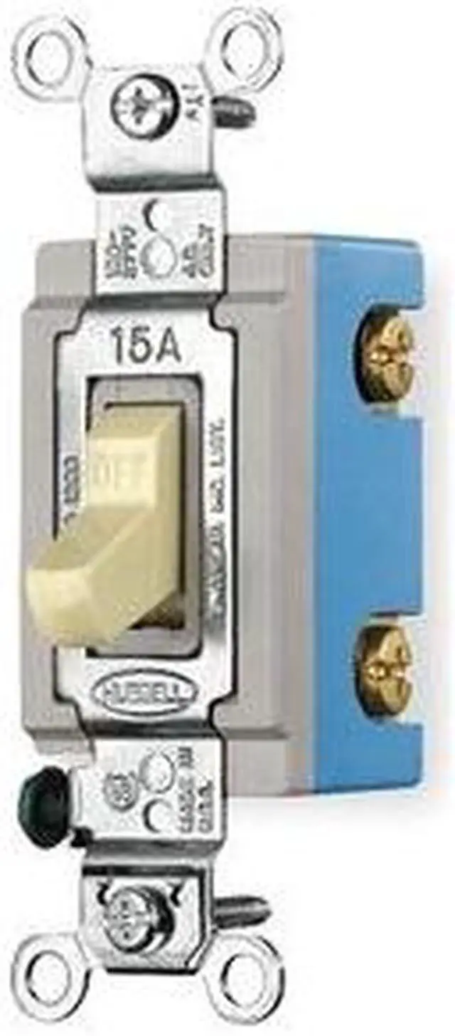 Alt view image 3 of 4 - HUBBELL WIRING DEVICE-KELLEMS HBL1201I Wall Swtch,1-Pol,120/277V,15A,Ivry,Toggl