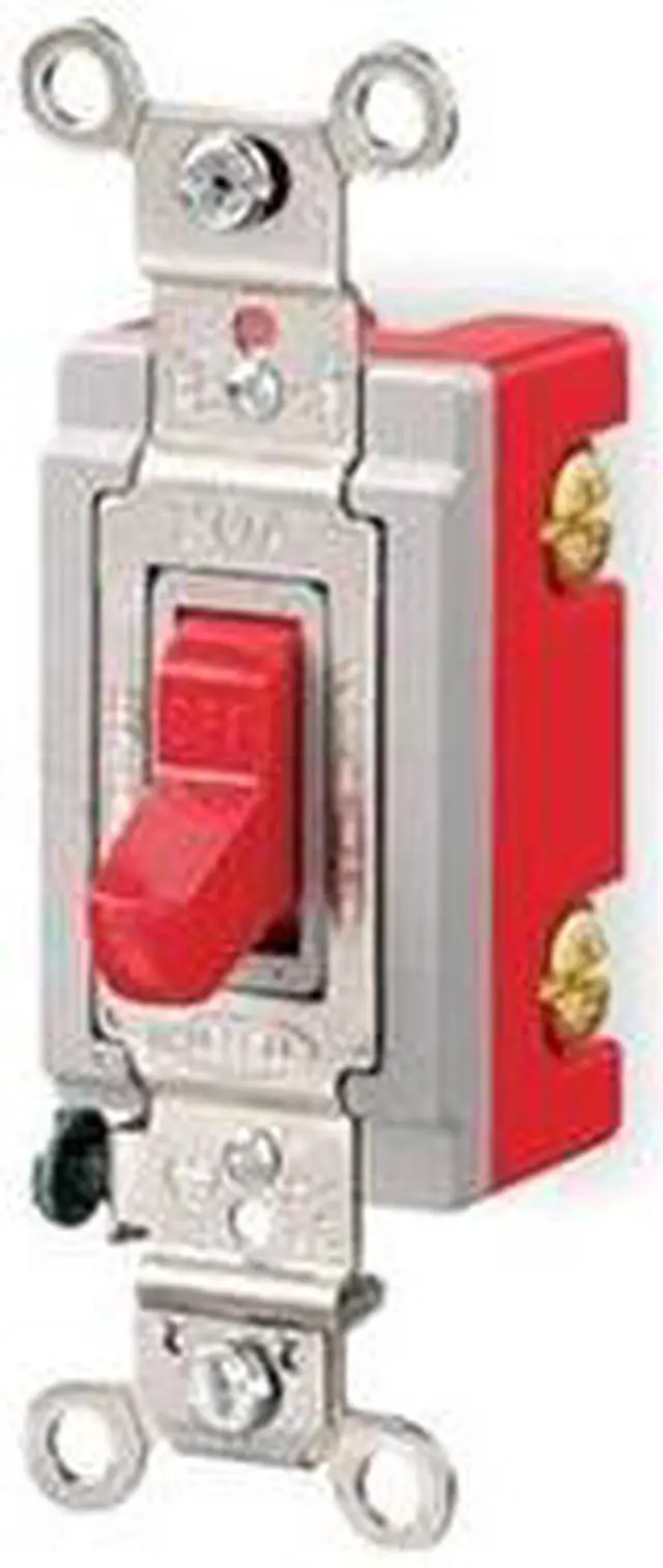 Alt view image 3 of 3 - HUBBELL WIRING DEVICE-KELLEMS HBL1221R Wall Swtch,1-Pole,120/277V,20A,Red,Toggl