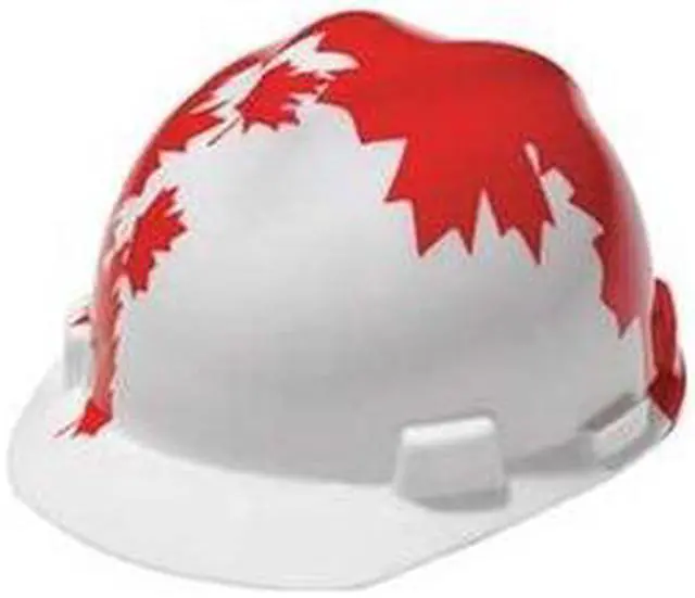 Main image of MSA 10050613 Front Brim Hard Hat, Type 1, Class C, Ratchet (4-Point), White/Red