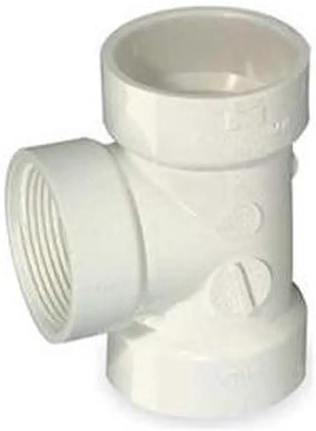 Main image of ZORO SELECT 1CNY2 PVC Flush Clean Out Tee, FNPT x Hub x Hub, 2 in Pipe Size
