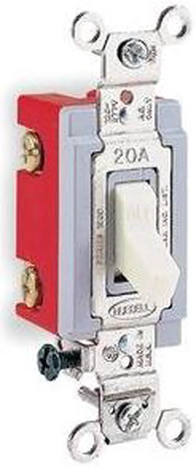 Alt view image 3 of 3 - HUBBELL WIRING DEVICE-KELLEMS HBL1223W Wall Switch, 3-Way, 120/277V, 20A, Wht,