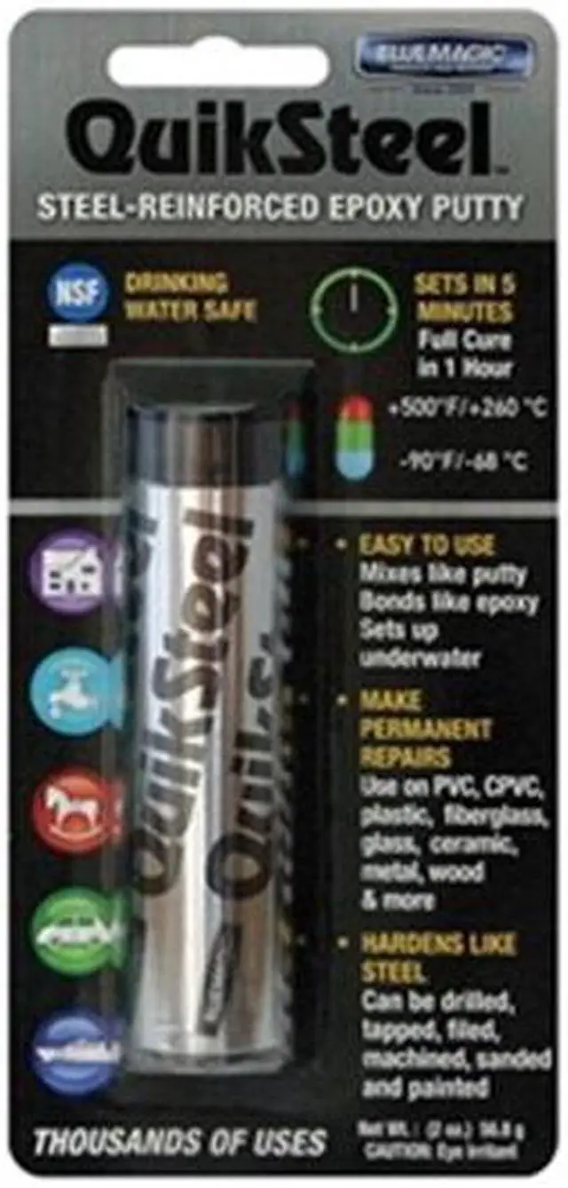 Main image of BLUE MAGIC 16002TRI Putty, 2 oz Container Size, Tube, Quicksteel, Gray