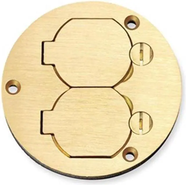 Main image of HUBBELL WIRING DEVICE-KELLEMS S3925 Box Cover, Floor Box Type, 2 Gang, Brass
