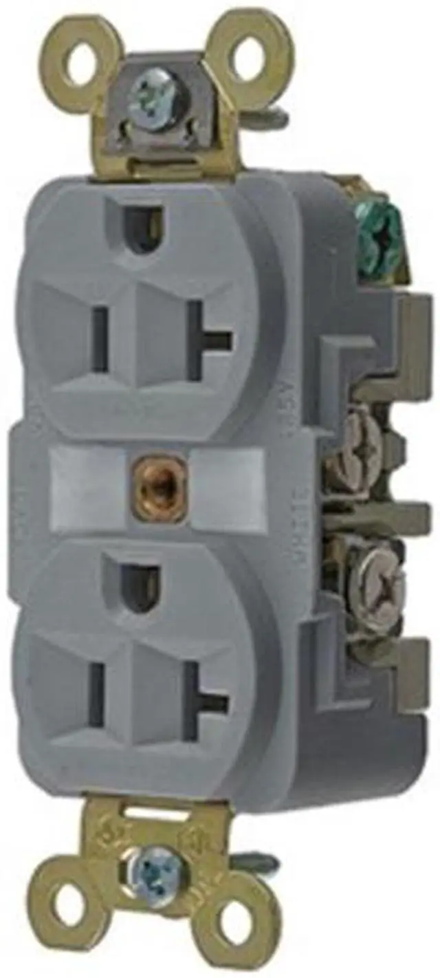 Alt view image 2 of 3 - HUBBELL WIRING DEVICE-KELLEMS HBL5362GY Straight Blade Receptacle, 5-20R, 20 A,