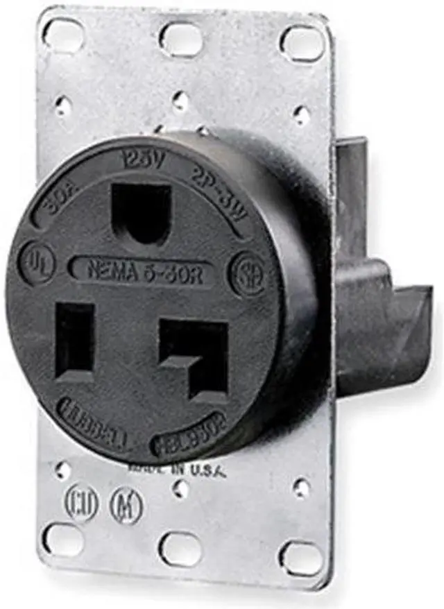 Main image of HUBBELL WIRING DEVICE-KELLEMS HBL9308 Straight Blade Receptacle, 5-30R, 30 A,