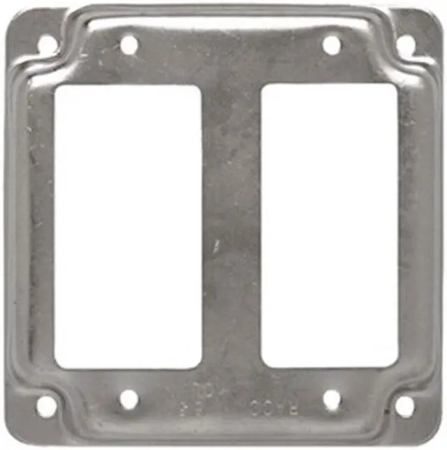 Alt view image 2 of 11 - RACO 809C Box Cover, Square Box Type, 2 Gang, Galvanized Steel, GFCI Receptacle
