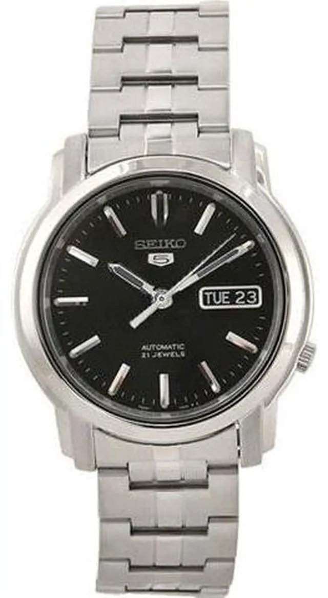 Alt view image 3 of 17 - Seiko 5 Automatic Black Dial Stainless Steel Mens Watch SNKK71
