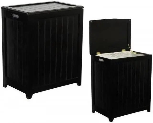 Main image of Mahogany Finished Beadboard Hamper with Liner - by Oceanstar