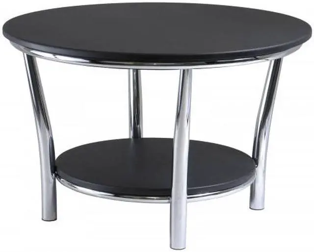 Main image of Maya Round Coffee Table, Black Top, Metal Legs By Winsome Wood