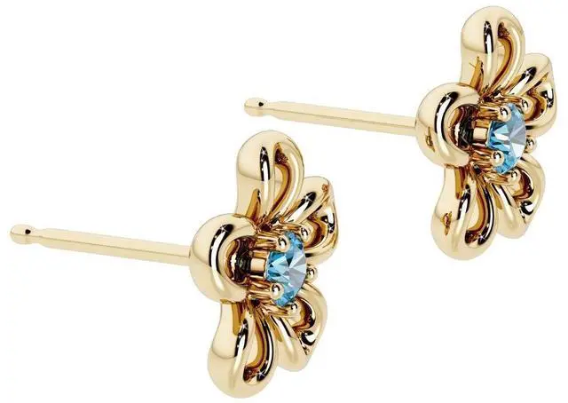 Main image of Oravo Gold Plated Sterling Silver London Blue Topaz Flower Stud Earrings
