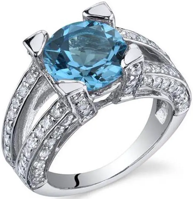 Main image of Boldly Glamorous 3.00 Carats Swiss Blue Topaz in Sterling Silver Size 5