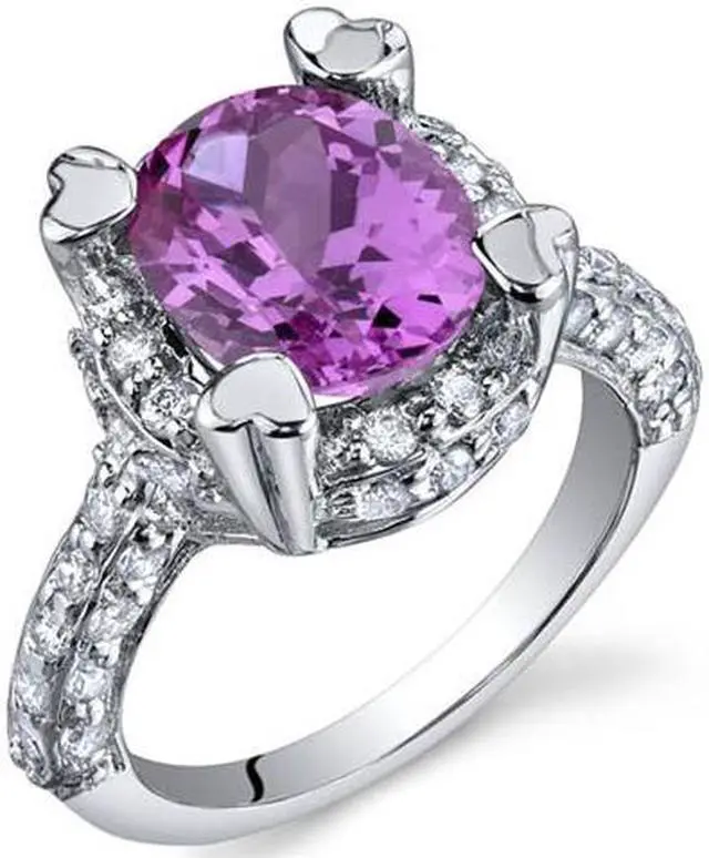 Main image of Royal Splendor 3.50 Carats Pink Sapphire Ring in Sterling Silver Size 5