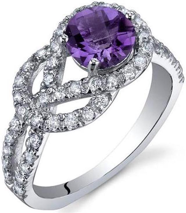 Main image of Gracefully Exquisite 0.75 Carats Amethyst Ring in Sterling Silver Size 6