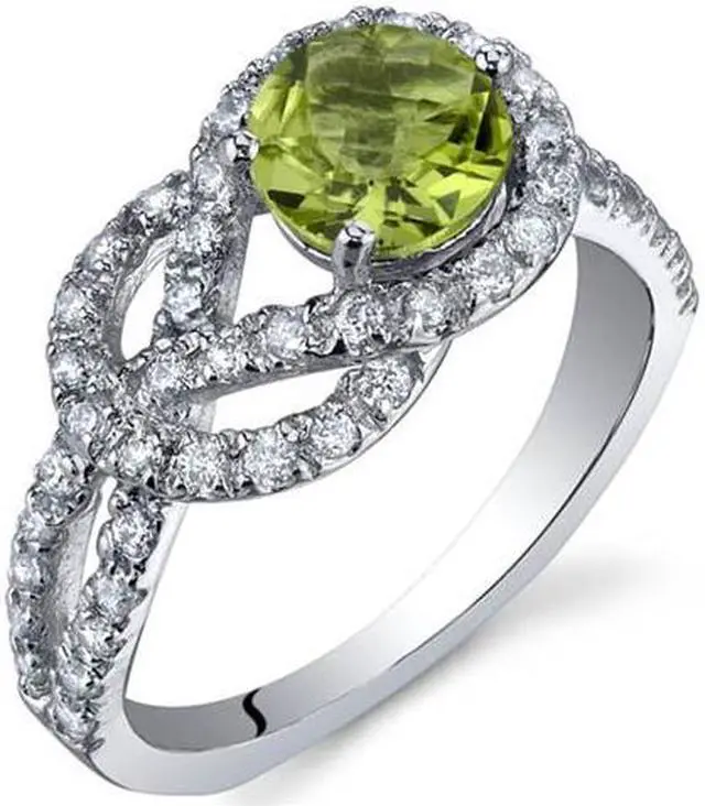 Main image of Gracefully Exquisite 0.75 Carats Peridot Ring in Sterling Silver Size 7