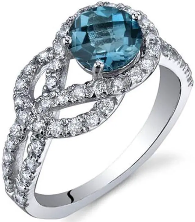 Main image of Gracefully Exquisite 1.00 Carats London Blue Topaz Ring in Sterling Silver Size 6