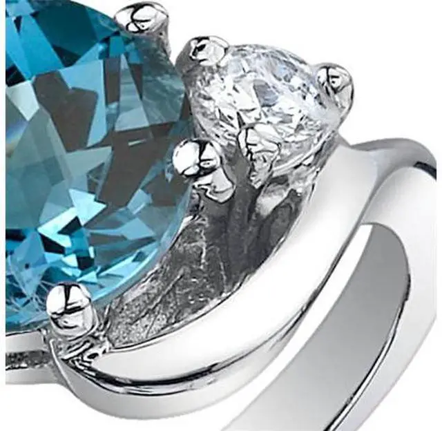 Alt view image 3 of 5 - 3 Stone Design 2.25 carats London Blue Topaz Ring in Sterling Silver Size 7