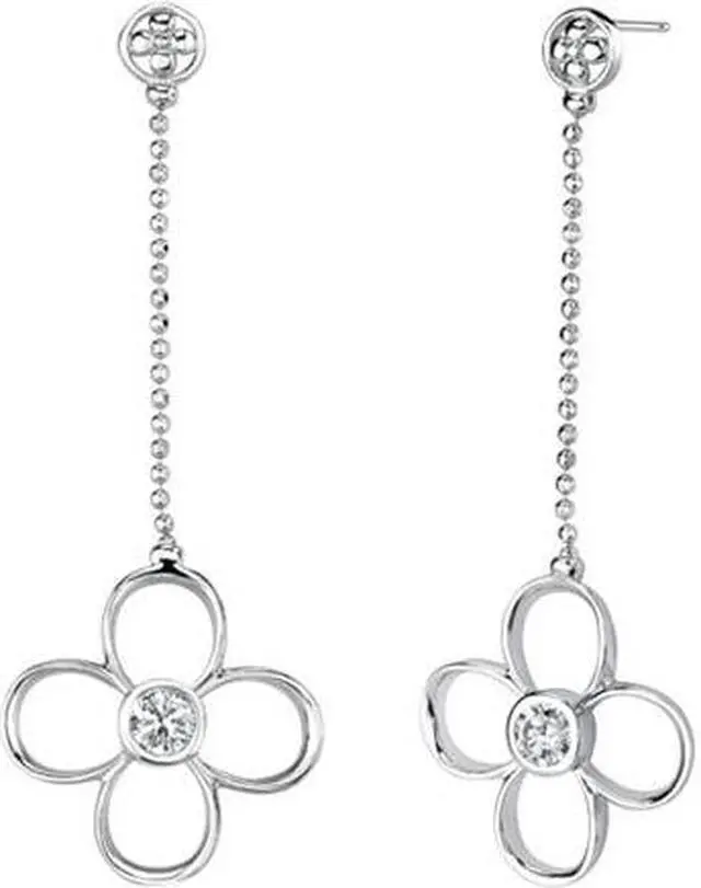 Alt view image 2 of 6 - Round Shape White Cubic Zirconia Pendant Earrings Set in Sterling Silver