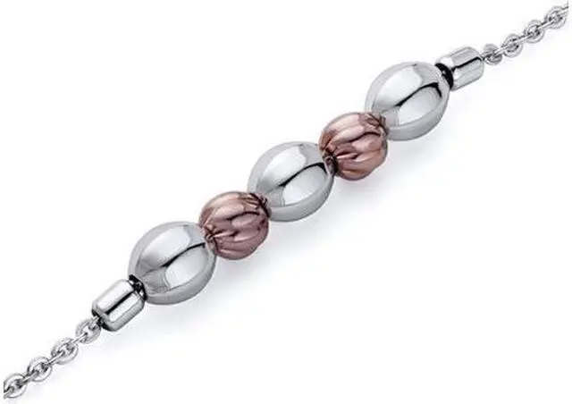 Main image of Octagon corrugated Coffee Tone Bead Stainless Steel Chain Bracelet