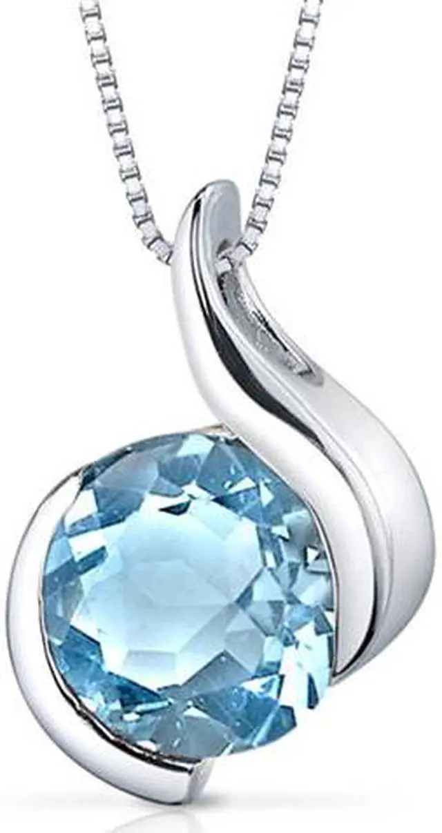 Main image of Oravo SP9486 2.25Ct Round Shaped Swiss Blue Topaz in Sterling Silver Pendant