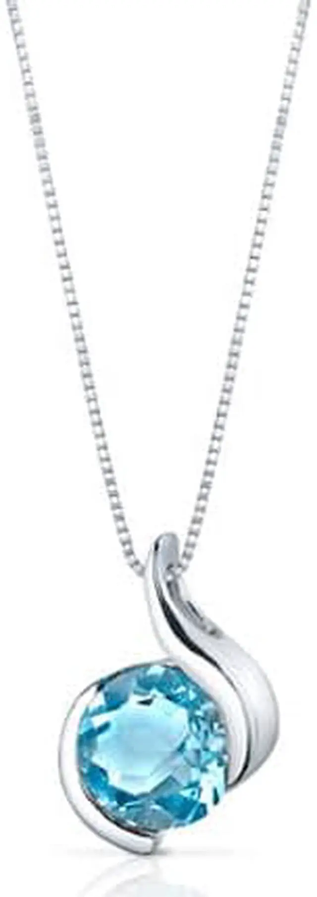 Alt view image 2 of 10 - Oravo SP9486 2.25Ct Round Shaped Swiss Blue Topaz in Sterling Silver Pendant