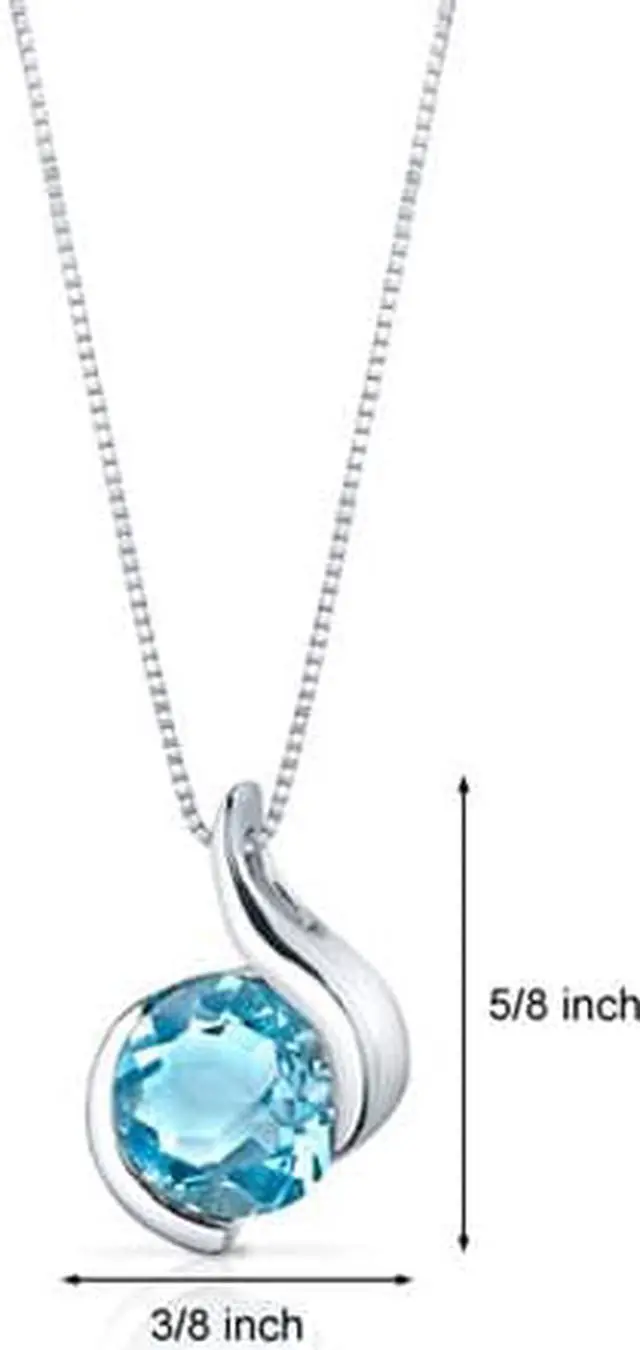 Alt view image 3 of 10 - Oravo SP9486 2.25Ct Round Shaped Swiss Blue Topaz in Sterling Silver Pendant