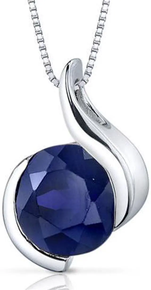 Main image of Oravo SP9492 2.75 Ct. Round Shaped Created Blue Sapphire Sterling Silver Pendant