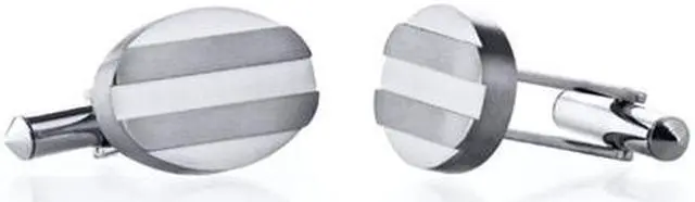 Main image of Oravo SC1050 Grooved Brushed Finish Oval Titanium Cufflinks