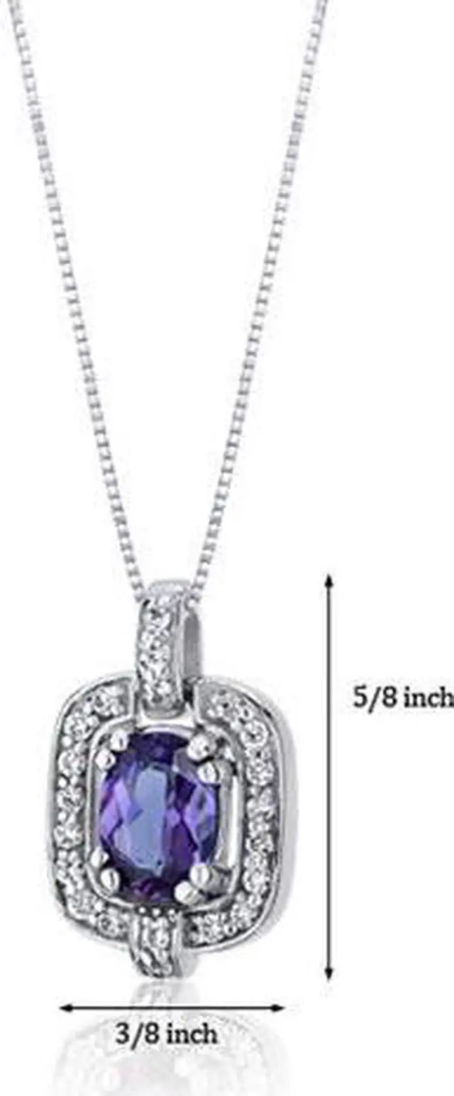 Alt view image 3 of 6 - Dazzling Opulence 1.00 carats Oval Cut Sterling Silver Alexandrite Pendant with 18 inch Silver Necklace