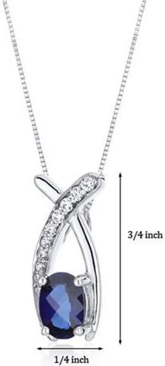 Alt view image 3 of 7 - Oravo SP10052 Lucid Elegance 1.00 Carat Oval Cut Sterling Silver Blue Sapphire Pendant with 18 Inches Silver Necklace