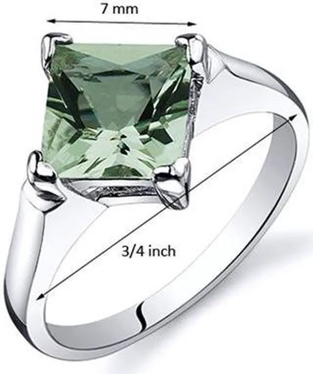 Alt view image 2 of 4 - Striking 1.50 carats Green Amethyst Engagement Ring in Sterling Silver Size  6, Available in Sizes 5 thru 9