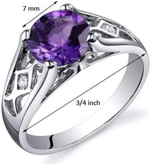 Alt view image 3 of 5 - Cathedral Design 1.25 carats Amethyst Solitaire Ring in Sterling Silver Size 7