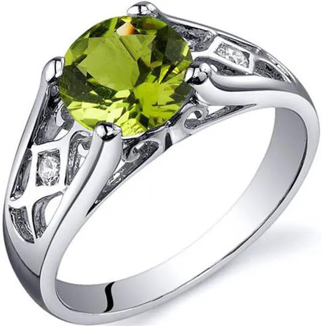 Main image of Cathedral Design 1.25 carats Peridot Solitaire Ring in Sterling Silver Size 7