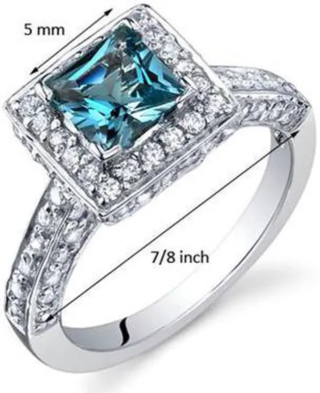 Alt view image 2 of 4 - Princess Cut 1.00 Carats London Blue Topaz Engagement Ring in Sterling Silver Size 8