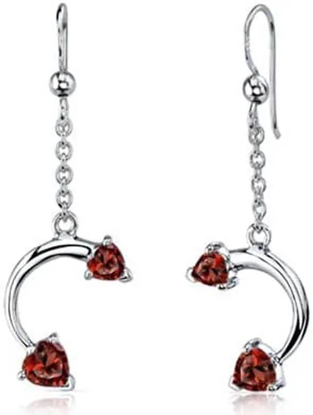 Alt view image 2 of 6 - Love Duet 2.25 carats Heart Shape Sterling Silver with Rhodium Finish Garnet Pendant Earrings Set
