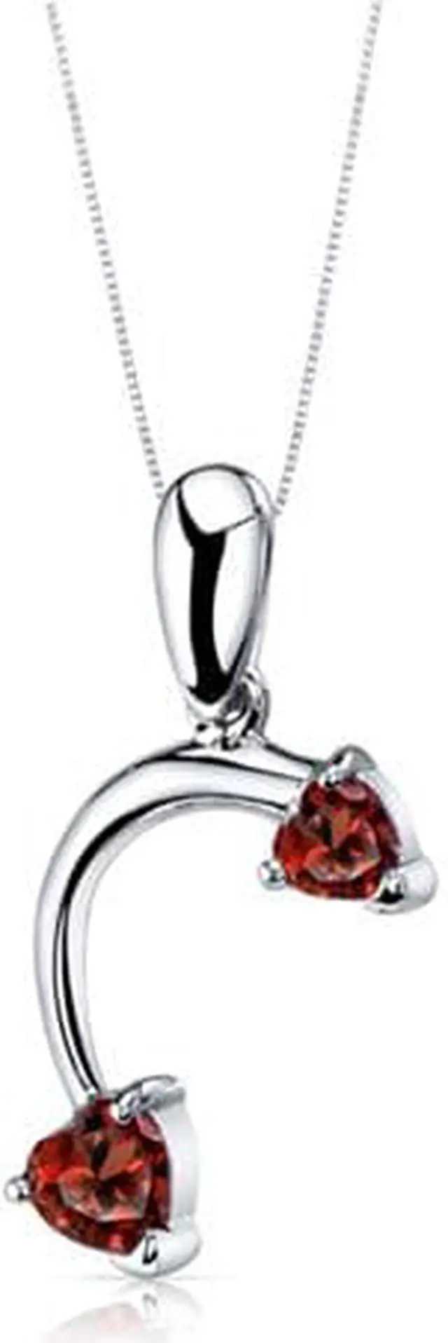 Alt view image 3 of 6 - Love Duet 2.25 carats Heart Shape Sterling Silver with Rhodium Finish Garnet Pendant Earrings Set