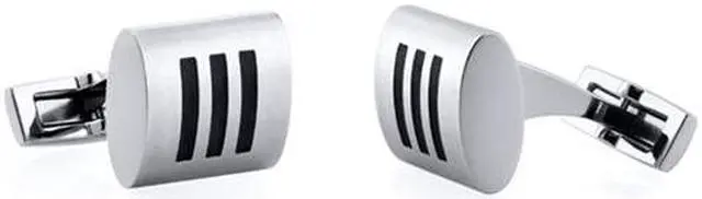 Main image of Oravo SC1064 Titanium Mens Cufflinks Triple Black Stripe Rectangular Matte Finish