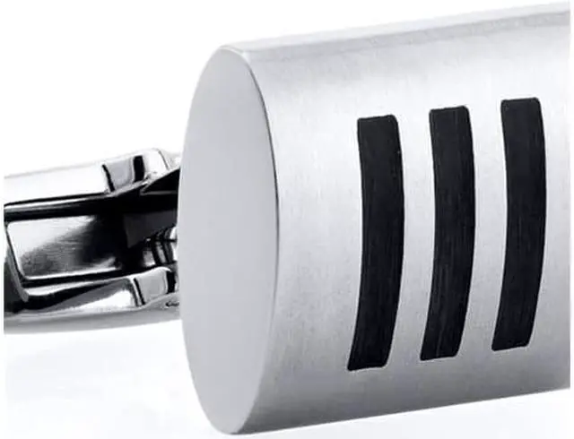Alt view image 2 of 4 - Oravo SC1064 Titanium Mens Cufflinks Triple Black Stripe Rectangular Matte Finish