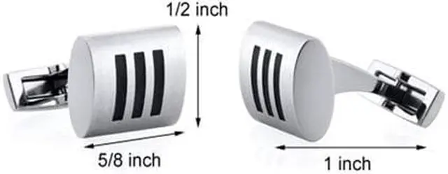 Alt view image 3 of 4 - Oravo SC1064 Titanium Mens Cufflinks Triple Black Stripe Rectangular Matte Finish