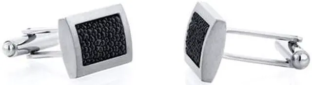 Main image of Black Bubble Texture Rectangular Brushed Finish Titanium Mens Cufflinks