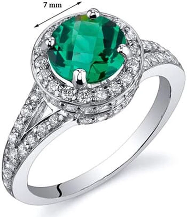 Alt view image 3 of 4 - Majestic Sensation 1.25 Carats Emerald Ring in Sterling Silver Rhodium Finish Available Sizes 5 to 9