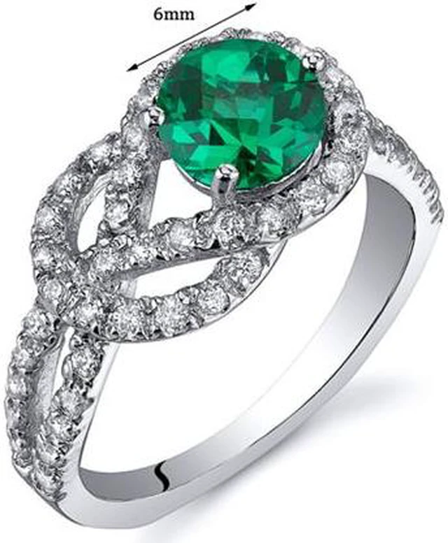 Alt view image 2 of 4 - Gracefully Exquisite 0.75 Carats Emerald Ring in Sterling Silver Rhodium Finish Available Sizes 5 to 9
