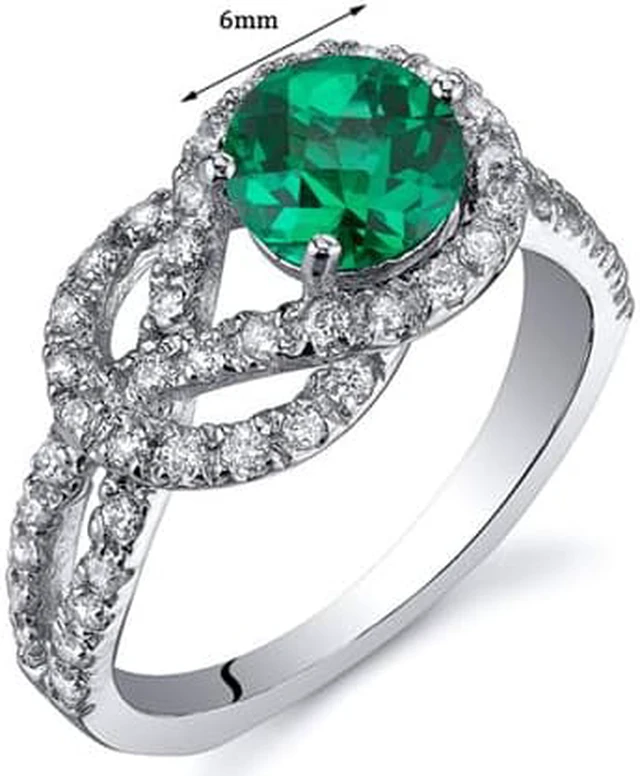 Alt view image 2 of 3 - Gracefully Exquisite 0.75 Carats Emerald Ring in Sterling Silver Rhodium Finish Available Sizes 5 to 9