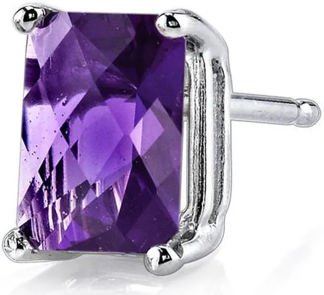 Alt view image 2 of 5 - 14 kt White Gold Radiant Cut 1.75 ct Amethyst Earrings