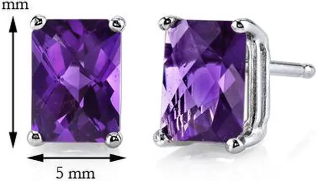 Alt view image 3 of 5 - 14 kt White Gold Radiant Cut 1.75 ct Amethyst Earrings