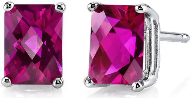 Main image of 14 kt White Gold Radiant Cut 2.50 ct Ruby Earrings