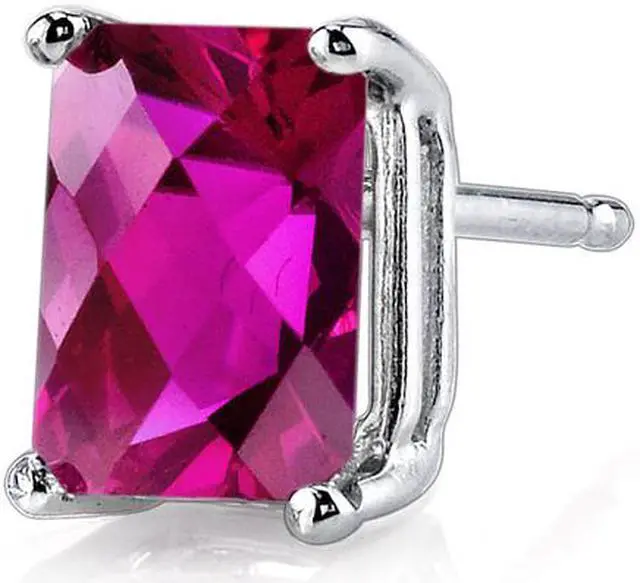 Alt view image 2 of 5 - 14 kt White Gold Radiant Cut 2.50 ct Ruby Earrings